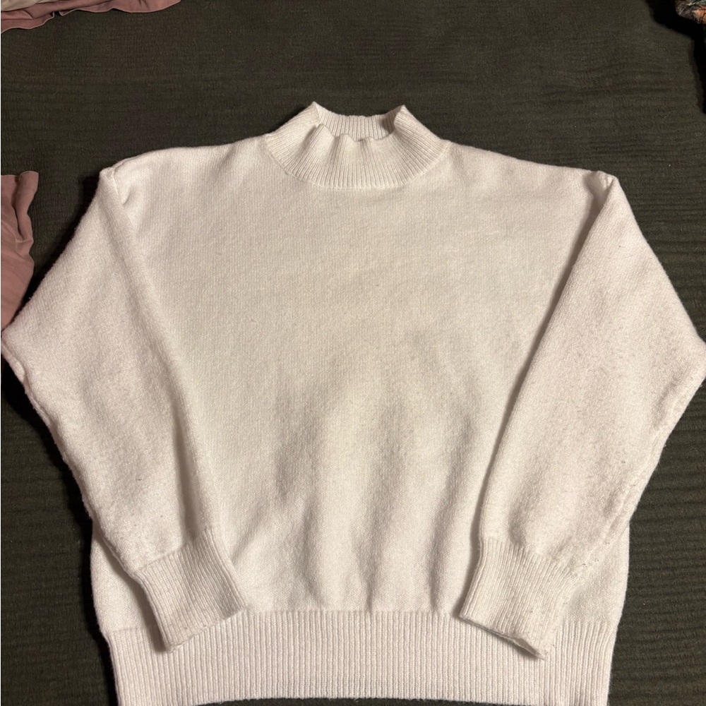 Classic White Mock Neck Women’s Sweater